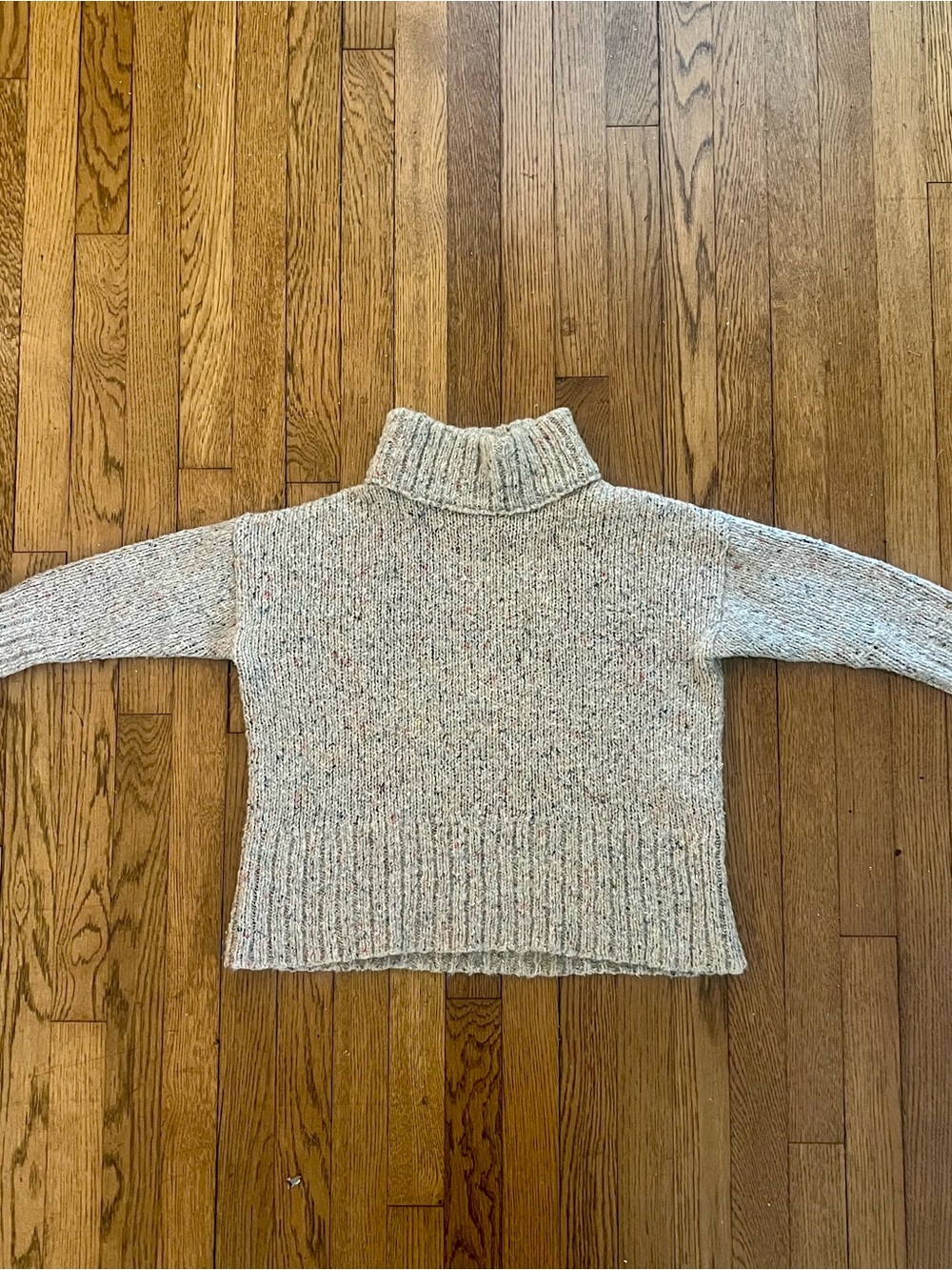 J. Crew Cream Tweed Cowl Neck Sweater with Multicolor Flecks - Picture 3 of 5